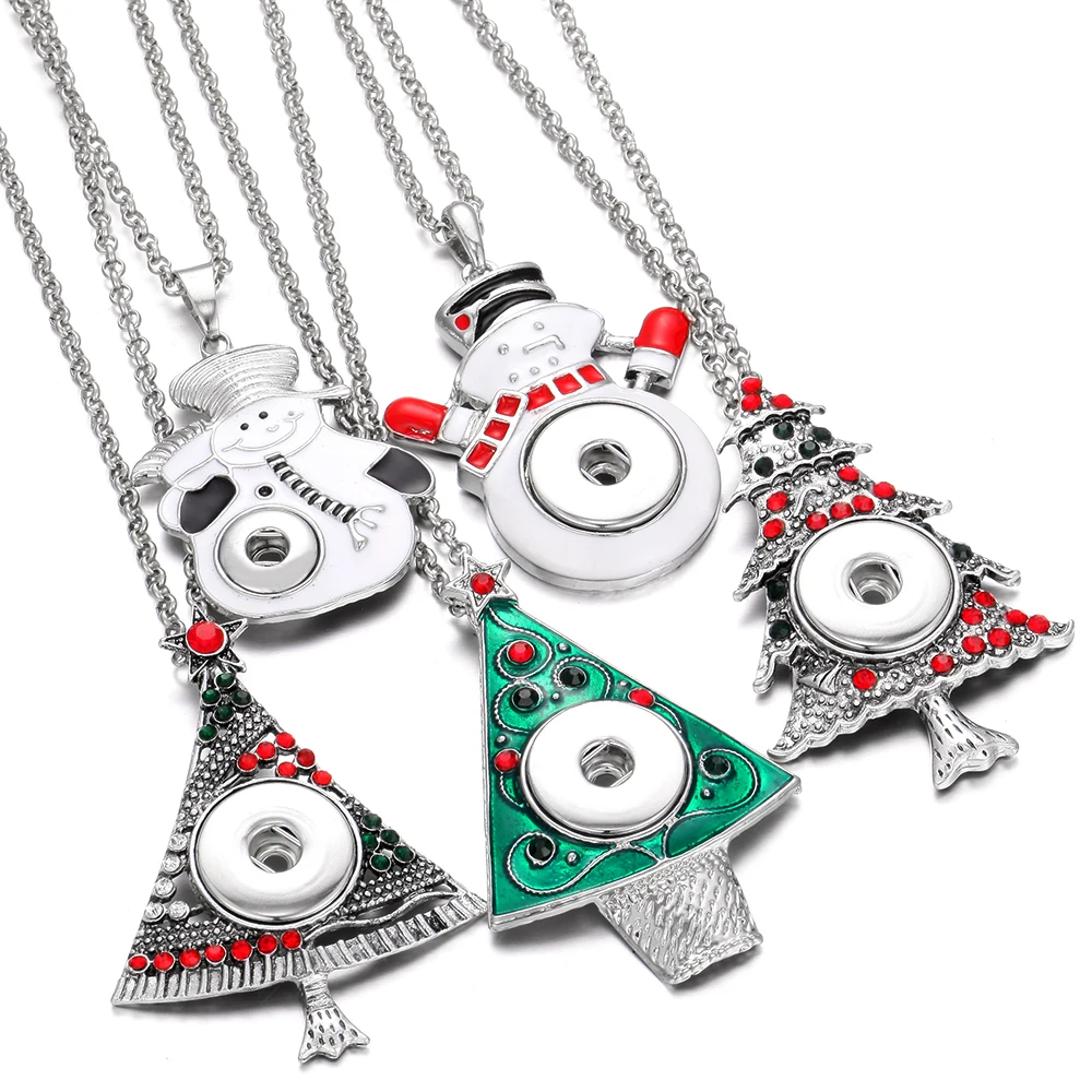 Рождественская бижутерия ожерелья снеговик елка ожерелье с кнопкой подходит 20