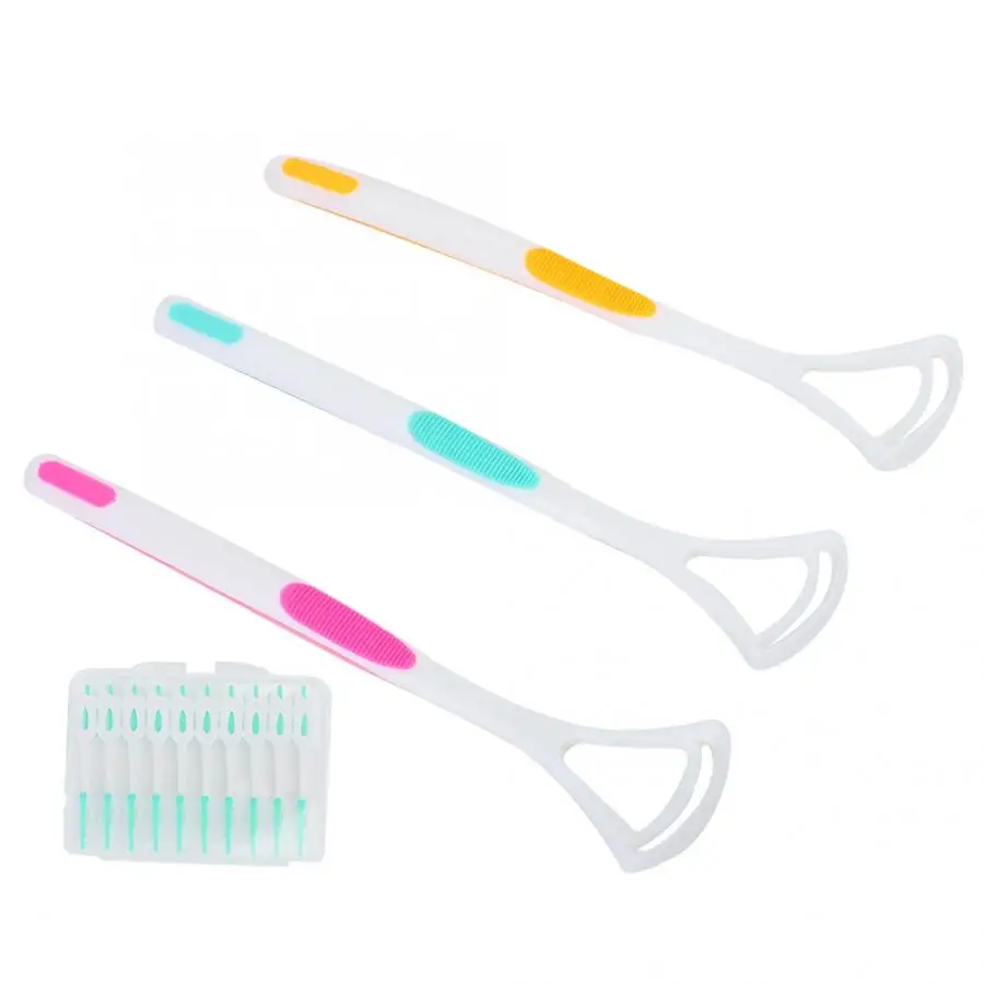 Скребок для языка с 20 шт. межзубных кистей набор ухода за полостью рта инструмент