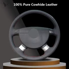 Черный чехол на руль из натуральной кожи для шевролет Авео лова buick Excelle daewoo gentra 2013 2015 lacetti 2006-2012