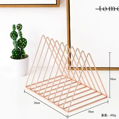 rose gold color Новая мода reactive Ins в скандинавском стиле Железный художественный металлический держатель для книг органайзер для журналов поднос для файлов канцелярский держатель стойка для документов - Цвет: rose gold color