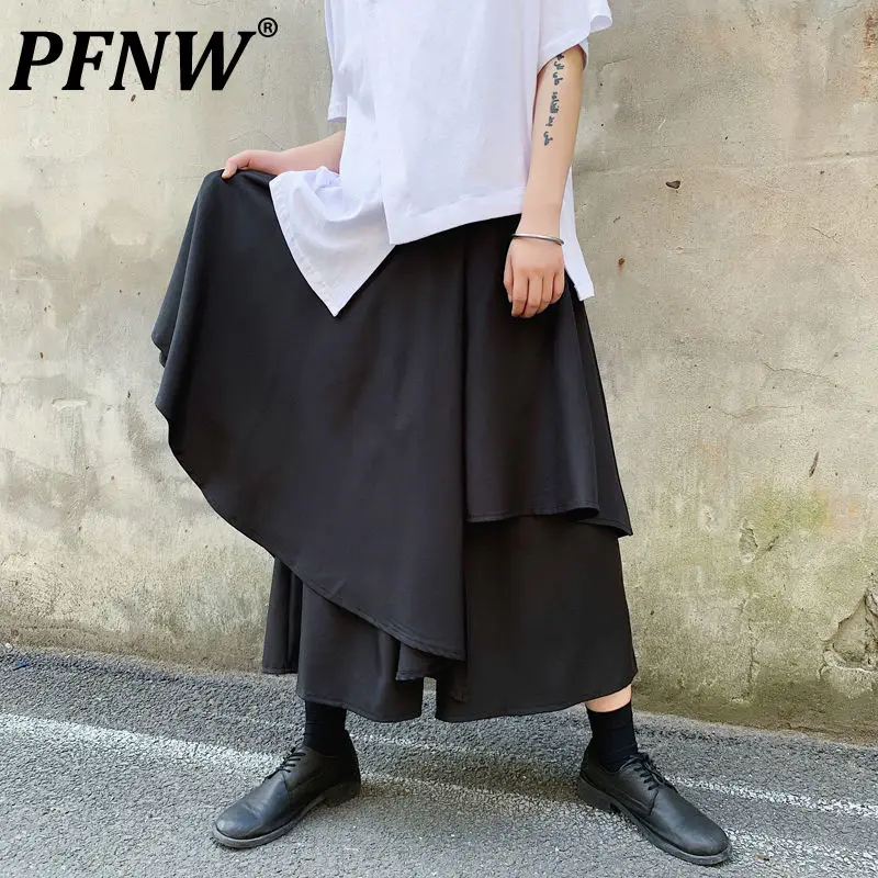 

Летние темные нишевые дизайнерские нестандартные короткие брюки PFNW из двух частей, мужские широкие брюки с прострочкой