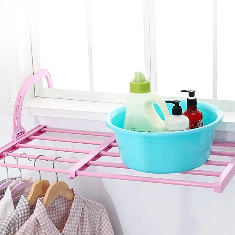 

Creative Balcony Hanger Clothes Drying Rack Multifunction Plastic Storage Board Increase Storage Space Practical Home Hangers