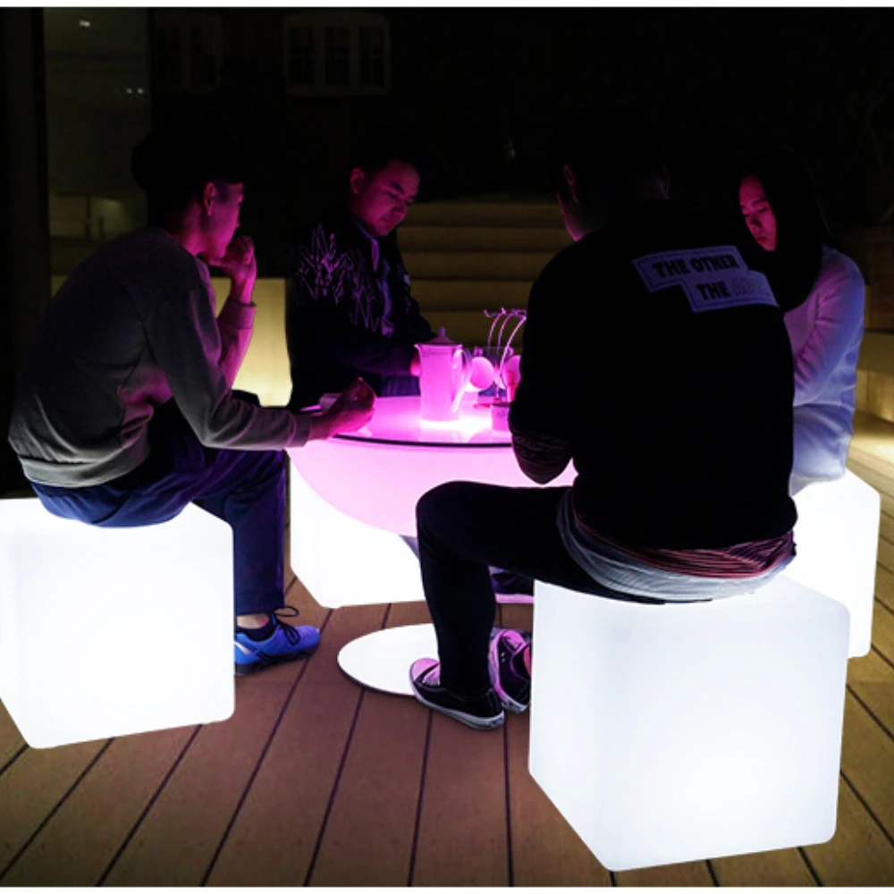 Kopen Led Cube Licht Lichtgevende Meubels Afstandsbediening 16-Kleur Cubic Kruk Lamp Voor Outdoor Indoor Night Party Decor