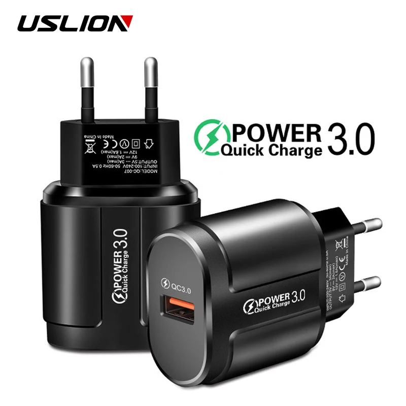 USLION Быстрая зарядка QC 3,0 USB en US зарядное устройства для iPhone samsung Xiaomi универсальная Быстрая зарядка мобильные телефоны настенные зарядные устройства