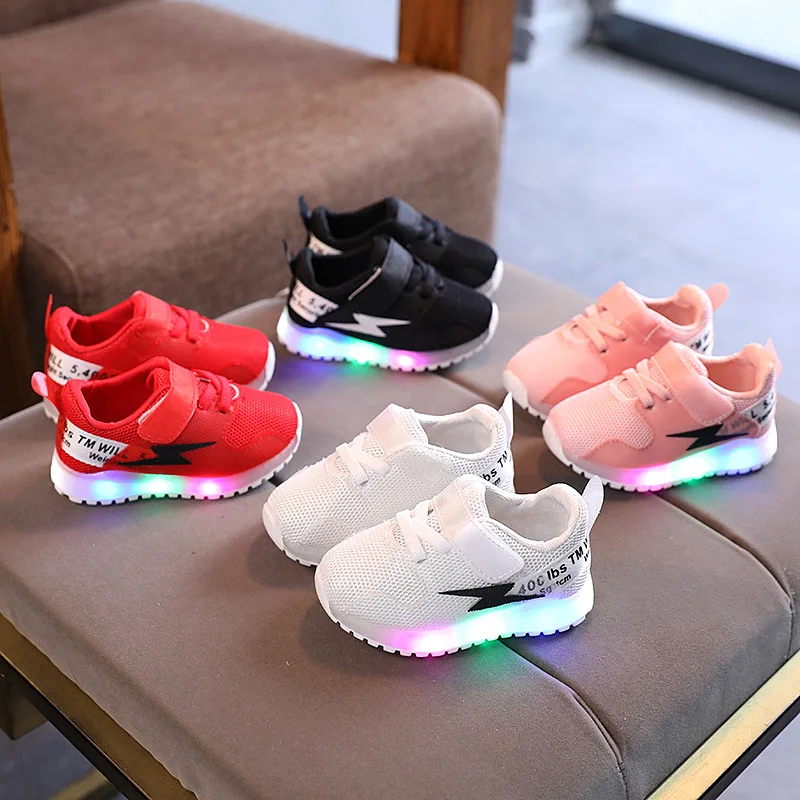

2021 Summer LED Kids Sneakers Children's Luminous Colorful Lights Chaussure Enfant Fille Shoes Size 21-30