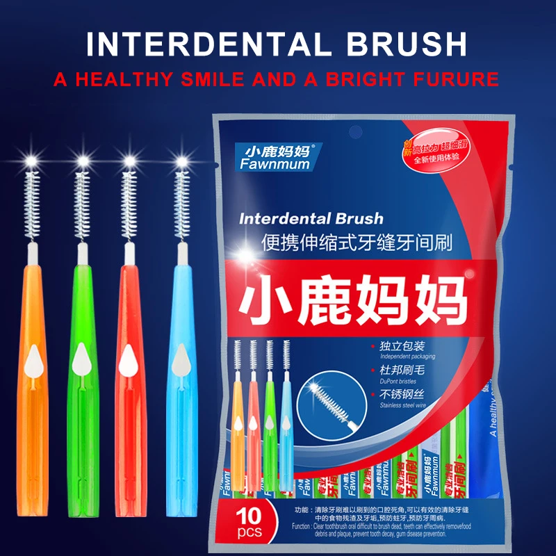 

10Pcs I Shaped Interdental Brush Denta Floss Stains Remover Orthodontic Dental Teeth Brush Push-Pull Toothpick Oral Care Tools