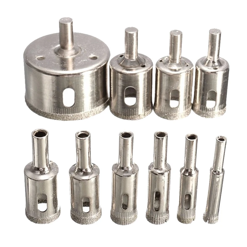 10pcs Diamond Glass Drill Bit Core Drill Bit Set Use For Glass Marble Ceramic Tile Hole Saw Cutter Opener Drilling Tool 6mm-30mm