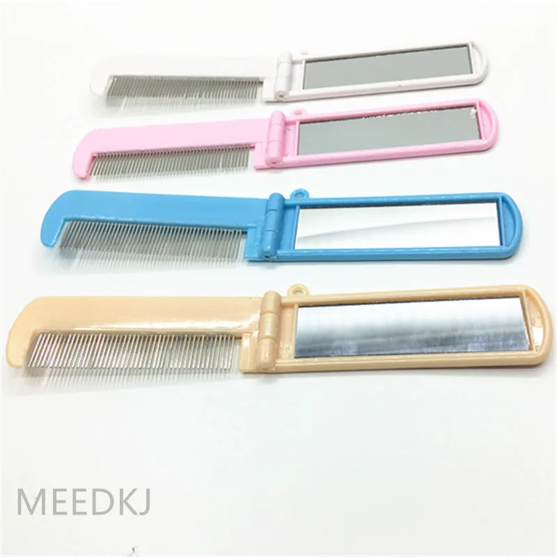 

1pcs cartoon folding comb with mirror portable travel small comb set