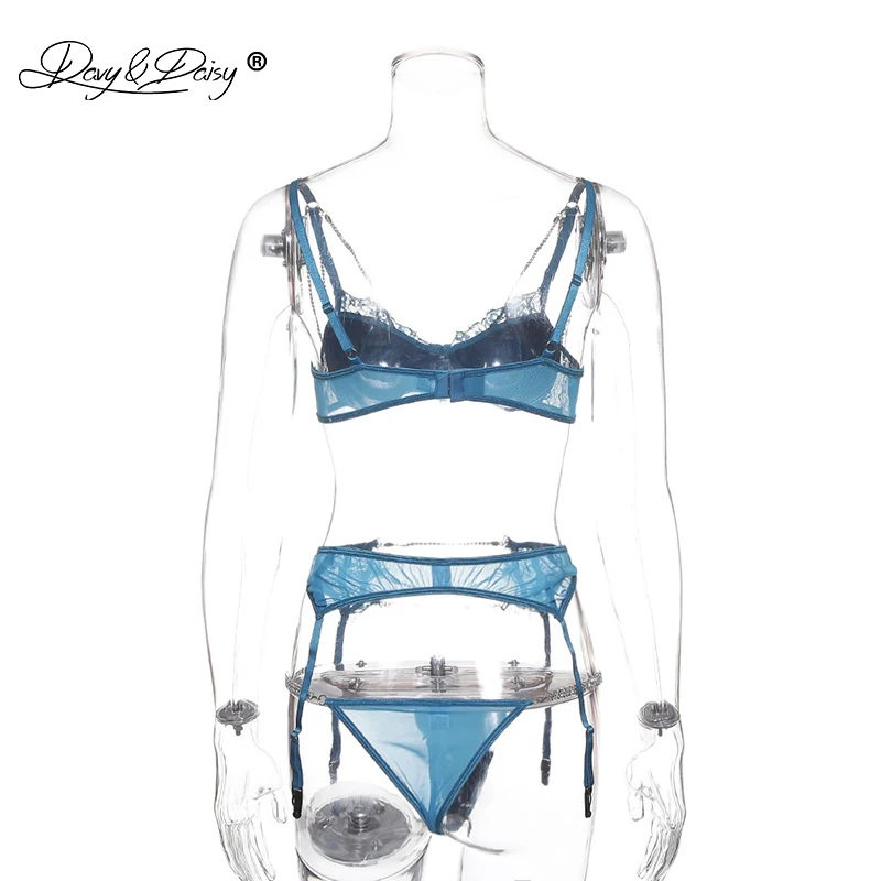 DAVYDAISY женское сексуальное кружевное 3 нижнее белье из нескольких частей комплект модный бюстгальтер со стразами горячие стринги юбка для ночного клуба сексуальное белье SE084