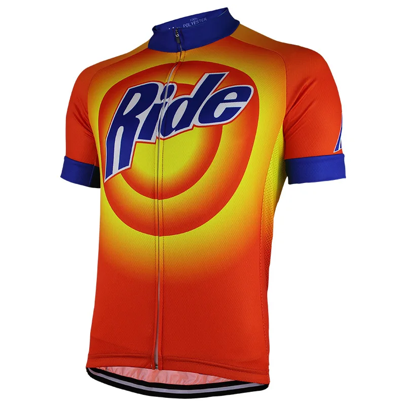

2021 Summer New Men's Orange Gradient Cycling Jersey Funny Short Sleeve Ride Cycling Shirt Tops Retro Outdoor Bike Clothing