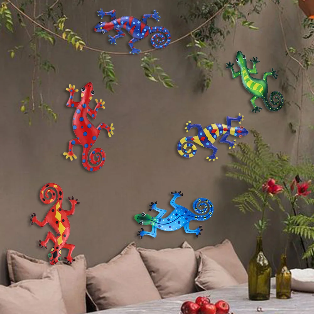 

Portable Inspirational Sculpture Living Room Indoor Outdoor Metal Gecko Wall Decor Garden Backyard Art Craft Sculptures