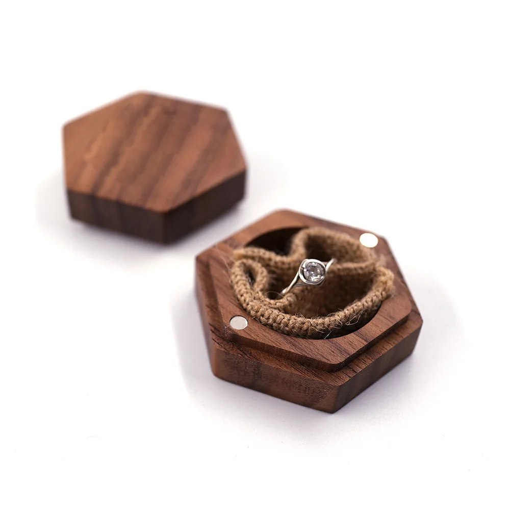 

Heart Shape Wood Ring Box Velvet Chest Interior Jewelry Organizer Earrings Presentation Case For Engagement Wedding Gift Package