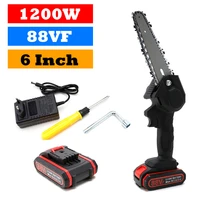 mini electric saw chainsaw 1200w 6iinch woodworking logging wood cutting machine cordless pruning chain saw cutter with battery