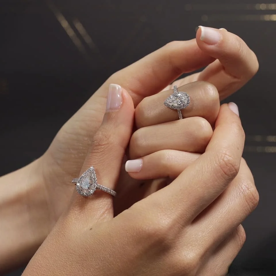 

Hot Selling Simple and Versatile Trend Water Drop Zircon Ring Electroplating Ladies Wedding Ring Gifts for Her