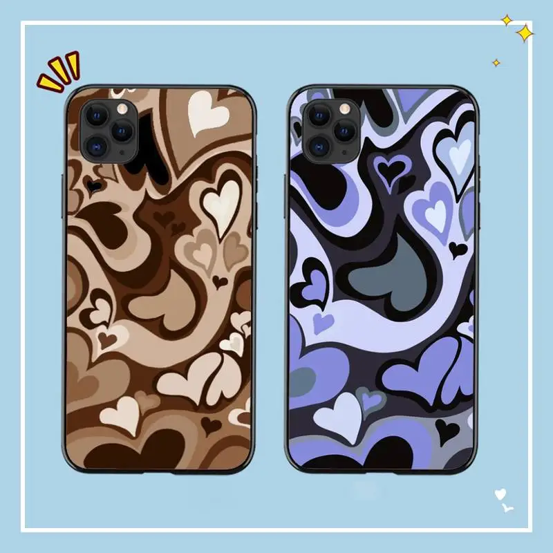 

Brown Hearts Phone Case for iphone 13 8 7 6 6S Plus X 5S SE 2020 XR 11 12 mini pro XS MAX