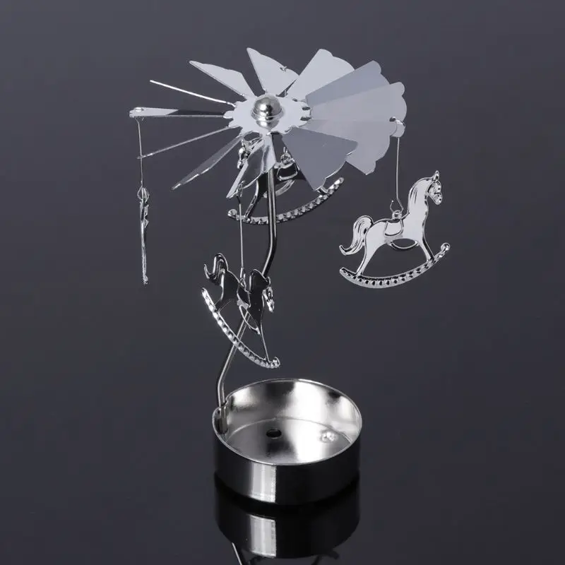 

Rotary Spinning Tealight Candle Metal Tea Light Holder Carousel Home Decor Gifts