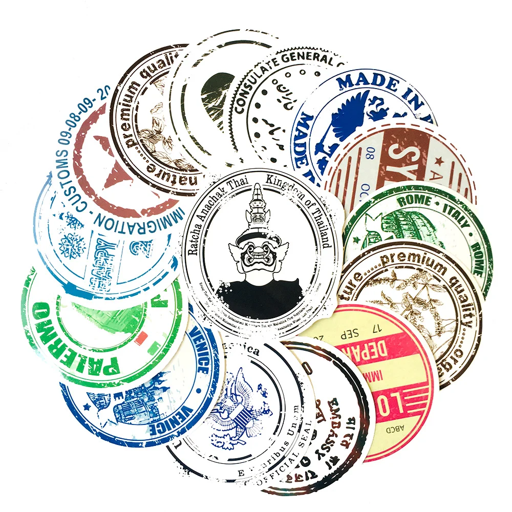 60 шт. путешествия печать Стикеры Ретро Винтаж место интереса СКЕЙТБОРД гитара