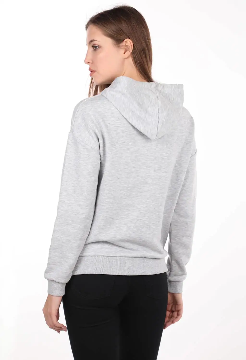 

Markapia Hooded Printed Gray Womens Sweatshirt