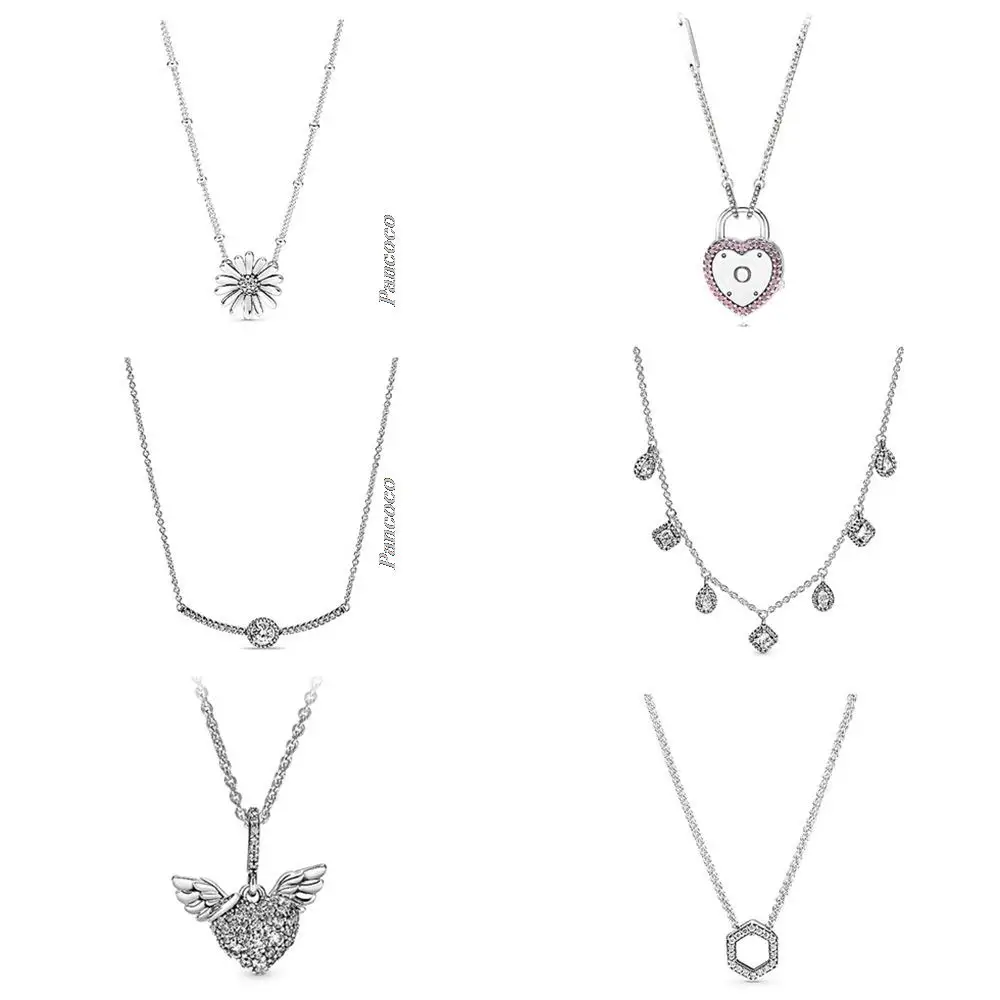 

925 Sterling Silver Timeless Elegance Geometric Shape With Pear And Square Stone Necklace For Women Wedding Fashion Jewelry