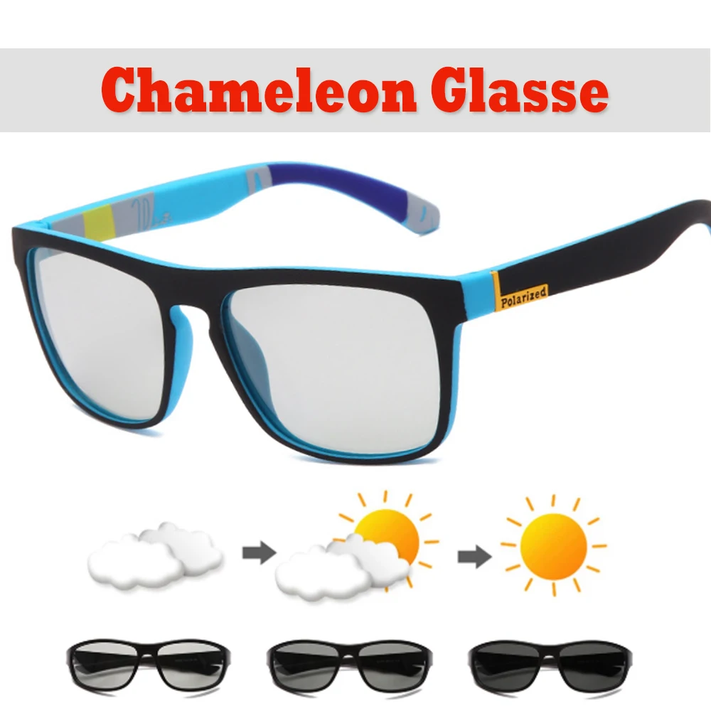 

Polarized Photochromic Sunglasses Men Square Change Color Glasses Male Discoloration Driving Sun Glasses UV400 Oculos masculino