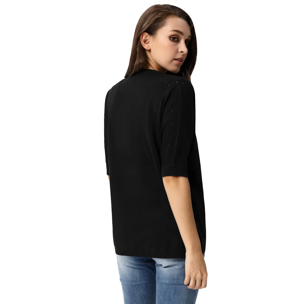 Curlbiuty трикотажное пальто женское короткое удобное 1/2 рукав открытая передняя