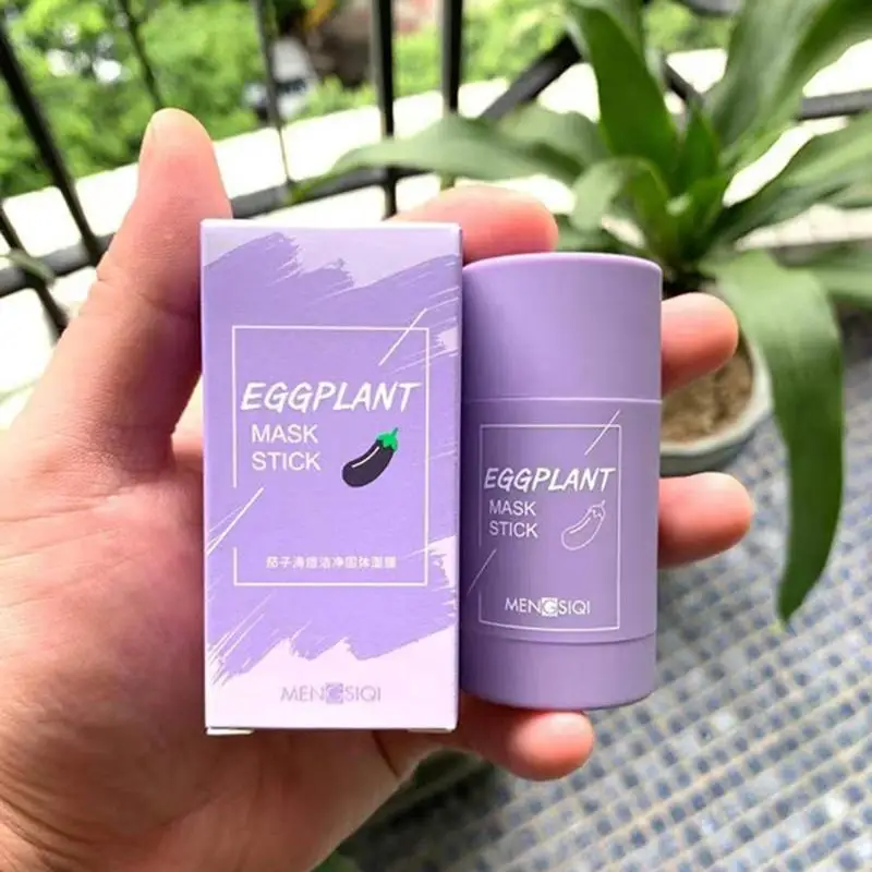 

Green Tea Cleansing Mask Eggplant Purifying Clay Stick Cream Control Mask Mud Care Anti-Acne Skin Oil Beauty A7M0