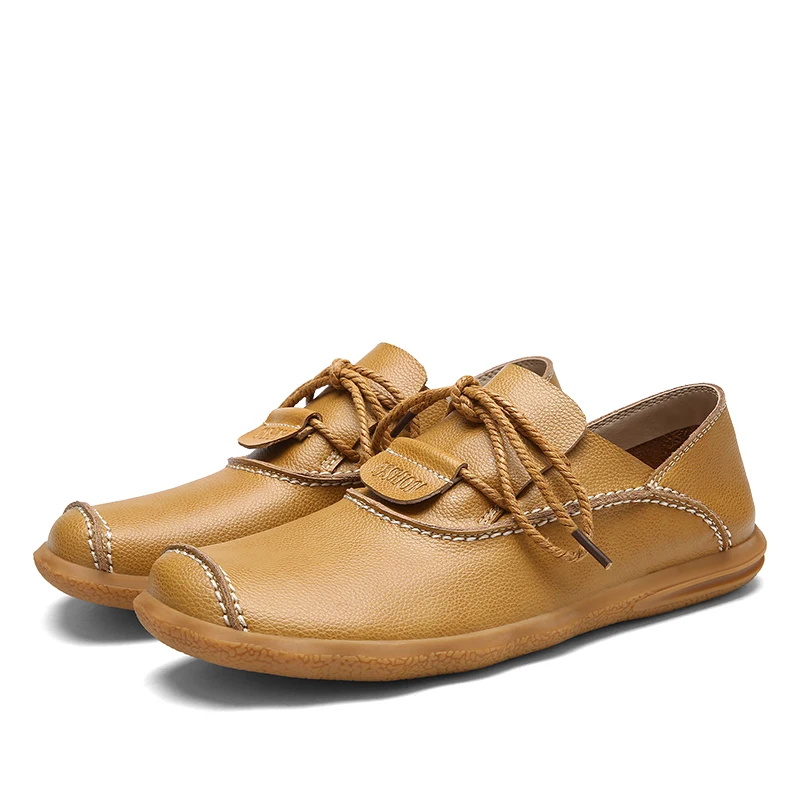 

Plus size men's split leather shoes men's casual shoes super soft men's flat driving shoes Мужская повседневная обувь At Par E44