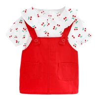 fashion new summer baby girl clothes suit children cotton cute shirt strap dress 2pcsset toddler casual costume kids tracksuits