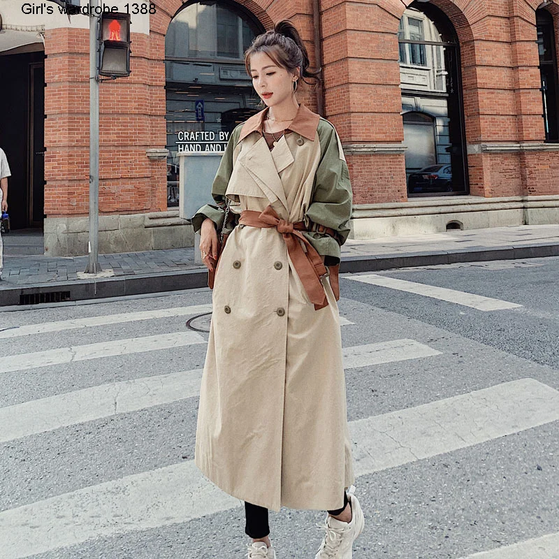 Женская Длинная ветровка в британском стиле, длинная свободная ветровка большого размера в Корейском стиле на весну и осень, 2020