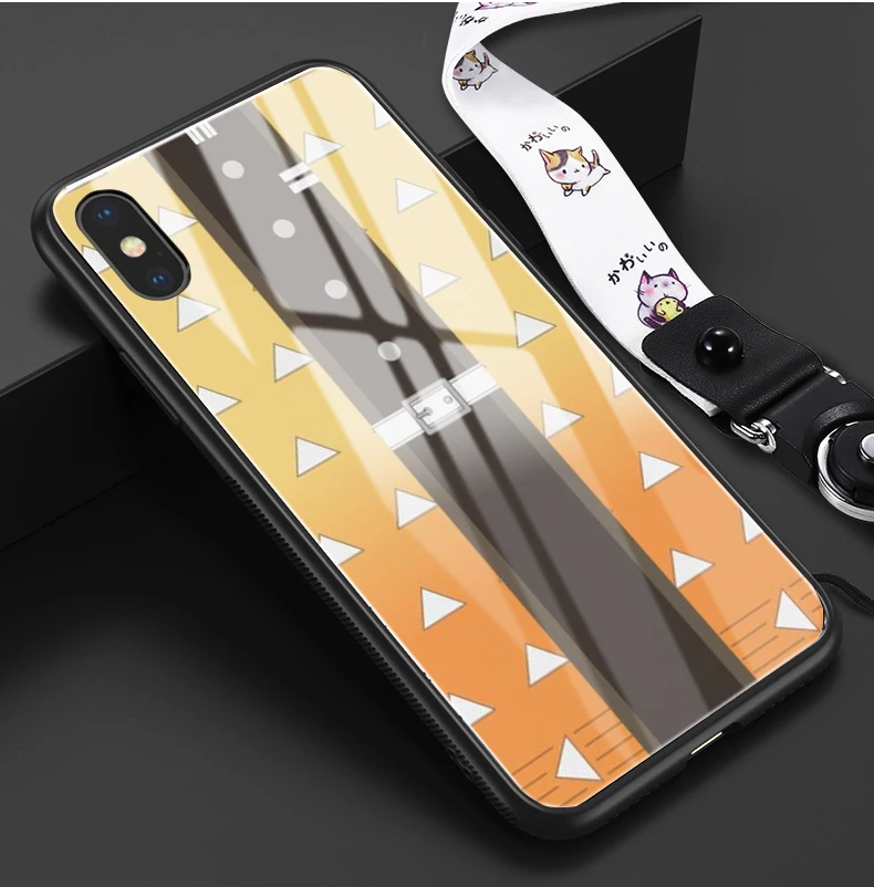 24106 Kamado Nezuko Kimetsu no Yaiba Demon Slayer Pantone Black glass Phone Case For iphone 6/6s 7 7Plus X, XS i11 i11pro - Цвет: 24106