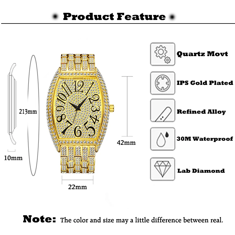 MISSFOX мужской браслет из нержавеющей стали с большим циферблатом полностью