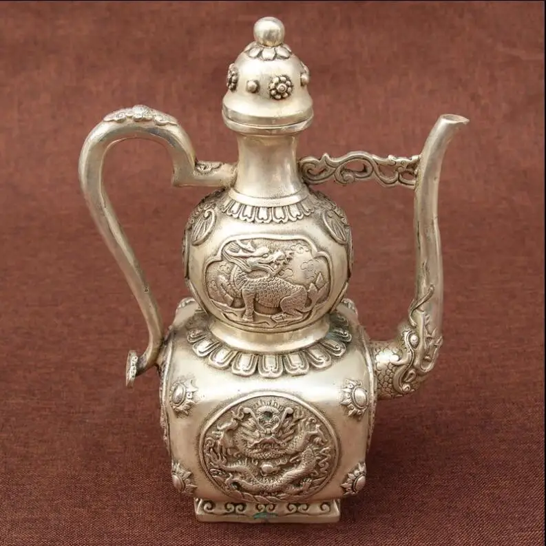 ZSR 819 + чай это украшение дома Серебряный медный квадратный горшок|Статуи и