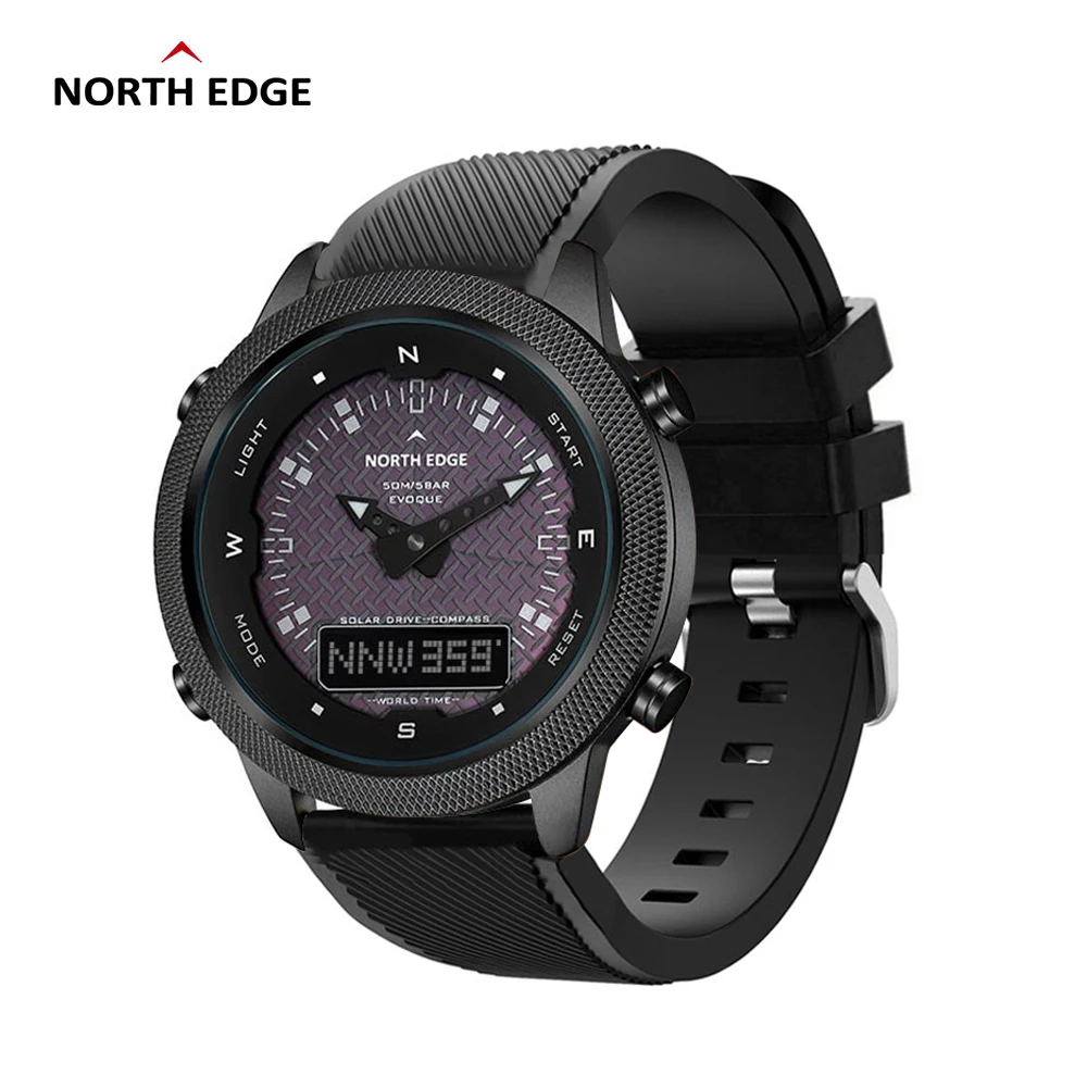 

2021 New NORTH EDGE Men Solar Digital Watch Mens Outdoor Sport Watches Full Metal Waterproof 50M Compass Smart Watch