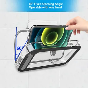 phone holder bathroom waterproof home wall mount case stand box self adhesive touch screen phone shell shower sealing storage free global shipping