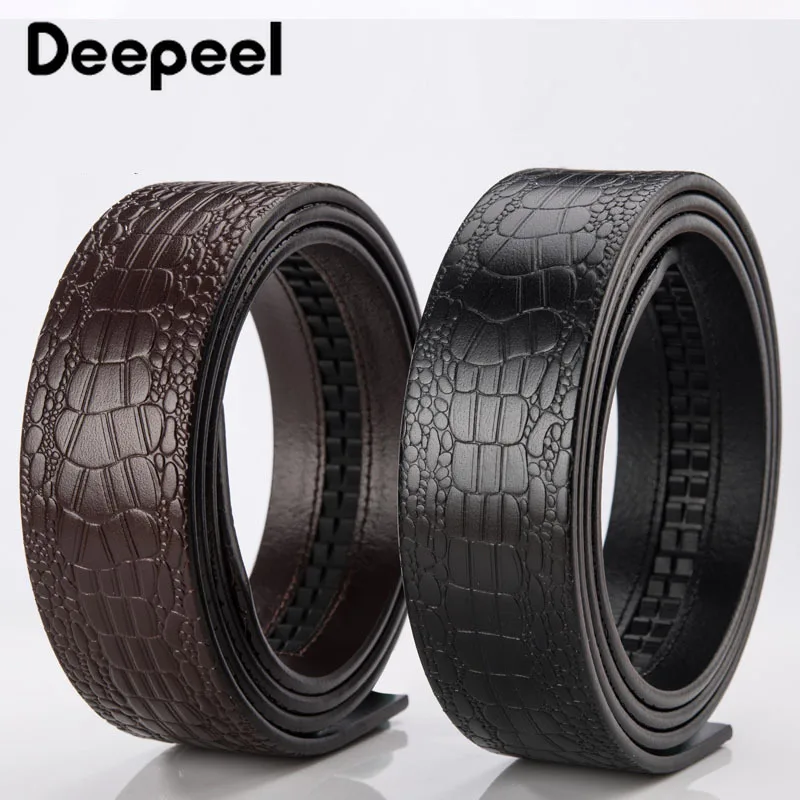 

Deepeel 1pc 3.5cm*105-125cm Embossed Crocodile Pattern First Layer Cowhide Belt for Men Automatic Buckle No Buckles Head Belt