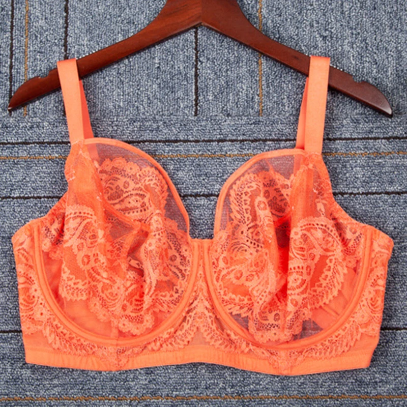 Women's Minimizer Bra Lace Embroidery Full Coverage Underwire Breathable Non-Padded Lingerie For Female 36 38 FF G