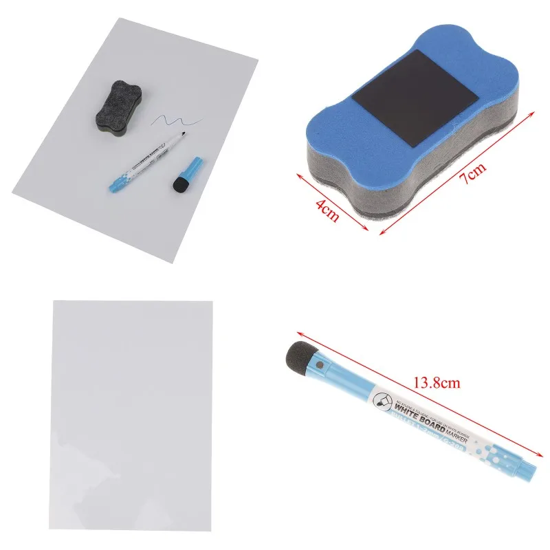 

1pcs Magnetic Marker Pen Whiteboard Eraser Marker A4 Reminder Fridge Magnetic Whiteboard Family Message Board Office Memo Kid