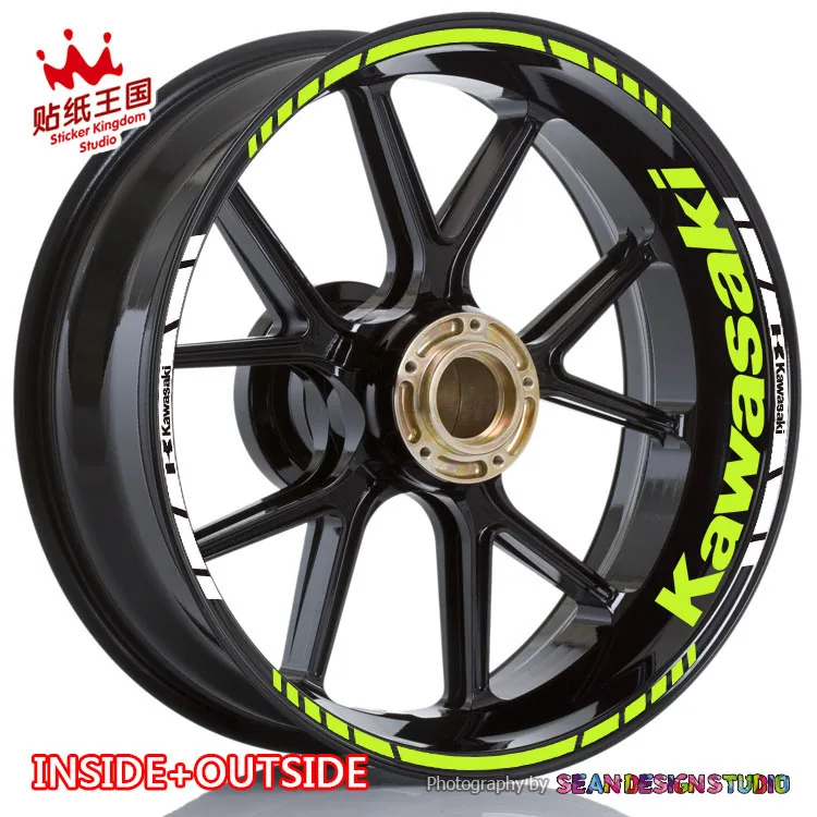 For Kawasaki ZX-6R ZX-9R ZX-10R ZX-12R Z1000 Z800 Z750 636 Motorcycle Wheel Sticker Decal Reflective Rim Bike Motorcycle