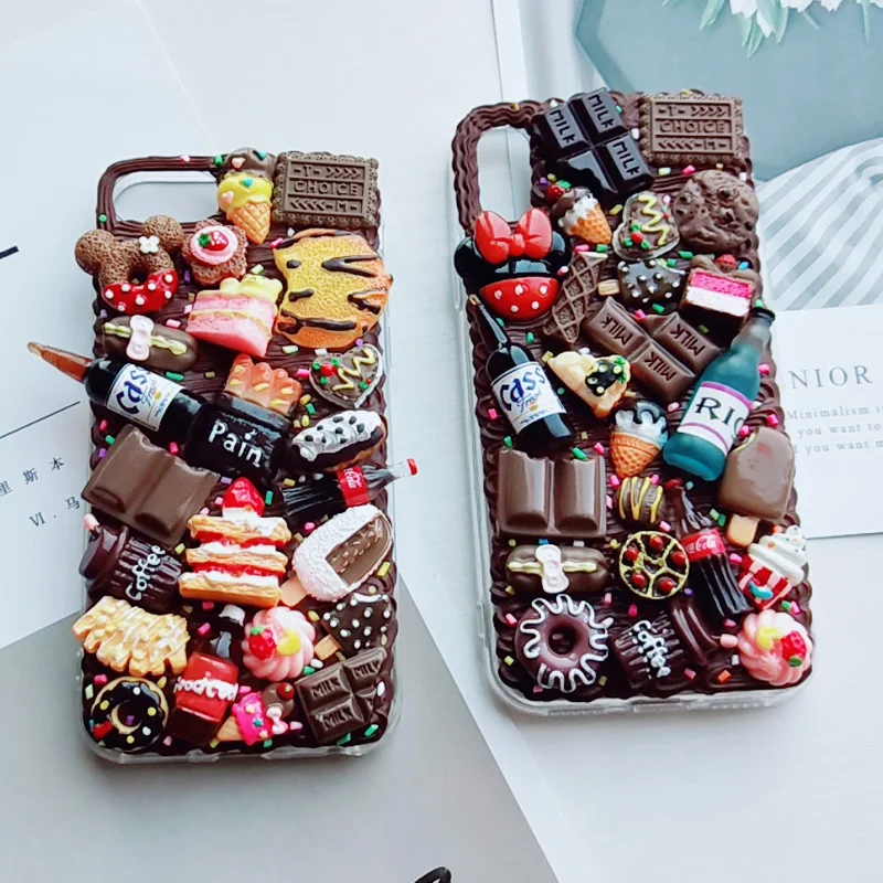 Милый DIY чехол для iPhone X/XS 3D шоколадный телефона ip11 pro max кремовый ручной работы XS MAX
