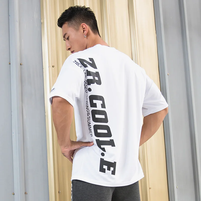 2020Fashion t-shirt Mens Short Sleeves T-Shirt Fitness Casual Print Letter Tees Men's Streetwear Shirt Bodybuilding hip hop Top | Мужская