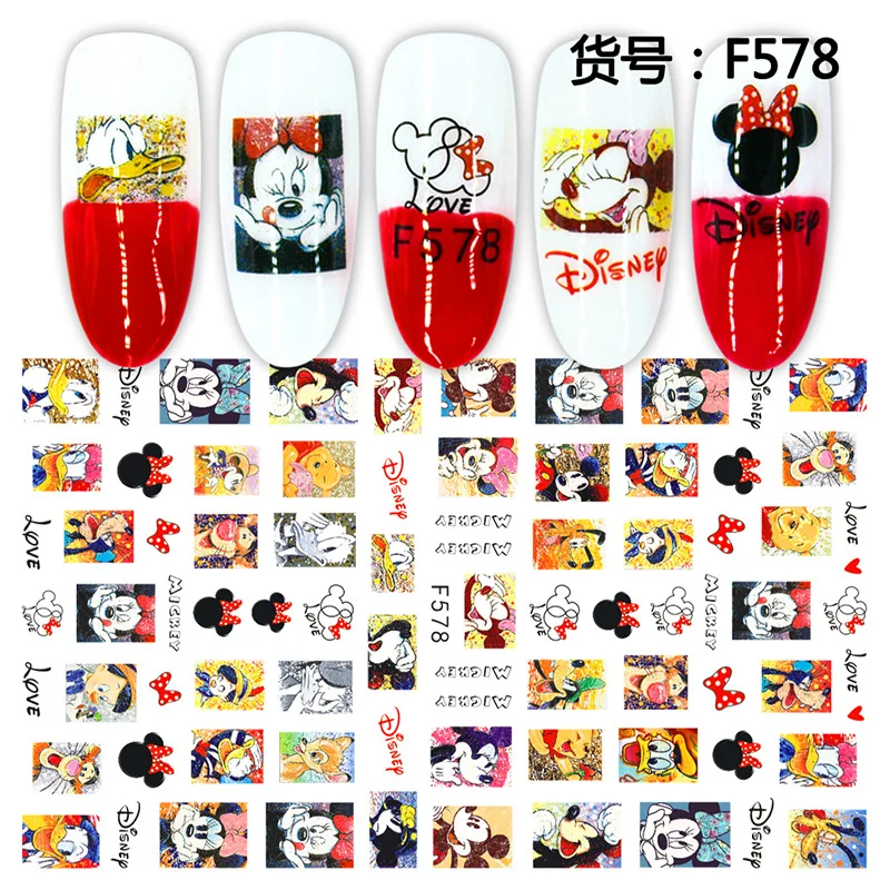 Winnie ther Pooh-pegatinas de u&ntilde;as para ni&ntilde;os, juguetes de Disney Mickey Mouse, accesorios de manicura, calcoman&iacute;as decorativas de dibujos animados para ni&ntilde;as y estudiantes-1