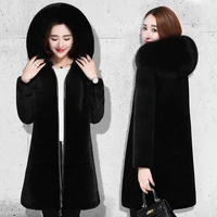 winter faux fur jacket black hooded parkas coat thicken ladies warm long overcoat plus size 5xl windproof snow outerwear female