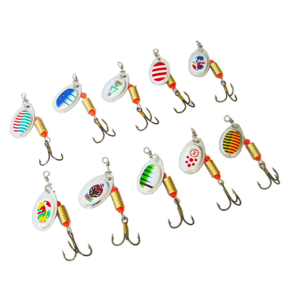 

10 PCS Fishing Lure Spinners Baits Spoon Rotary Metal Sequins Crankbait for Bass Trout Perch Fishing Tackle Accessories