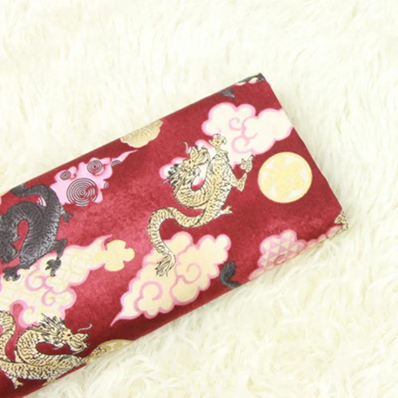 Half yard thin cotton fabric gilt dragon print handmade DIY patchwork bag garment dress cloth 100% T624 | Дом и сад