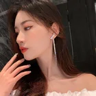 Новые длинные висячие серьги Стразы с кисточками для женщин Свадебные серьги с кисточками с Цирконом Модные вечерние Ювелирные изделия Подарки универсальные