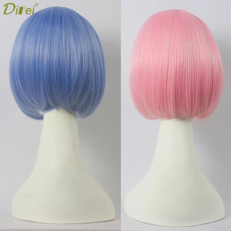 DIFEI REM and ram косплей парик из коротких прямых волос Хэллоуин костюм аниме Омбре