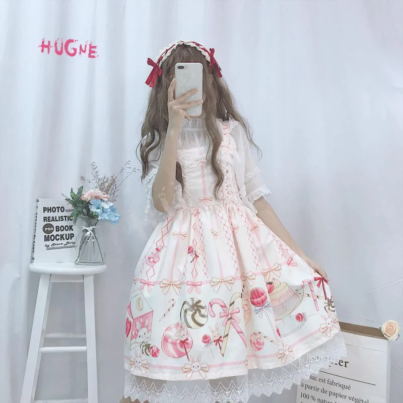 

Summer Sweet Lolita Slip Dress Ruffled Lolita cake sling falbala dress Cute candy dress