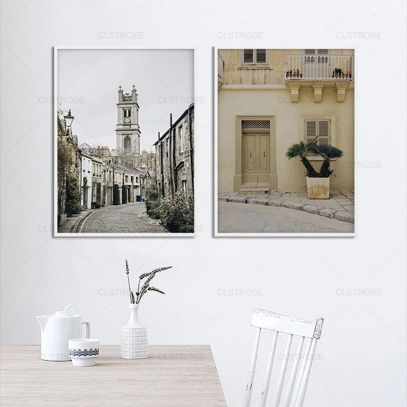 

Nordic Landscape Vintage Canvas Painting Street Architecture Retro Poster City Landscape Painting Decoration Hd Print Picture