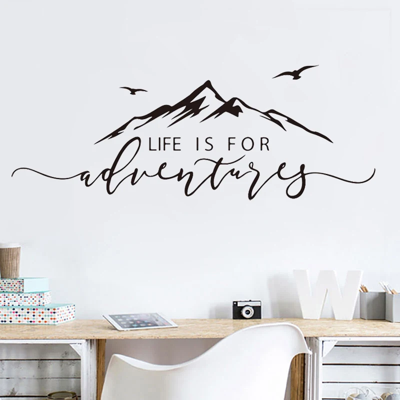 

Adventure Travel Explore Vinyl Wall Stickers Quote Life is for Adventures Mountain Wall Sticker Bedroom Living Room Decor Z291