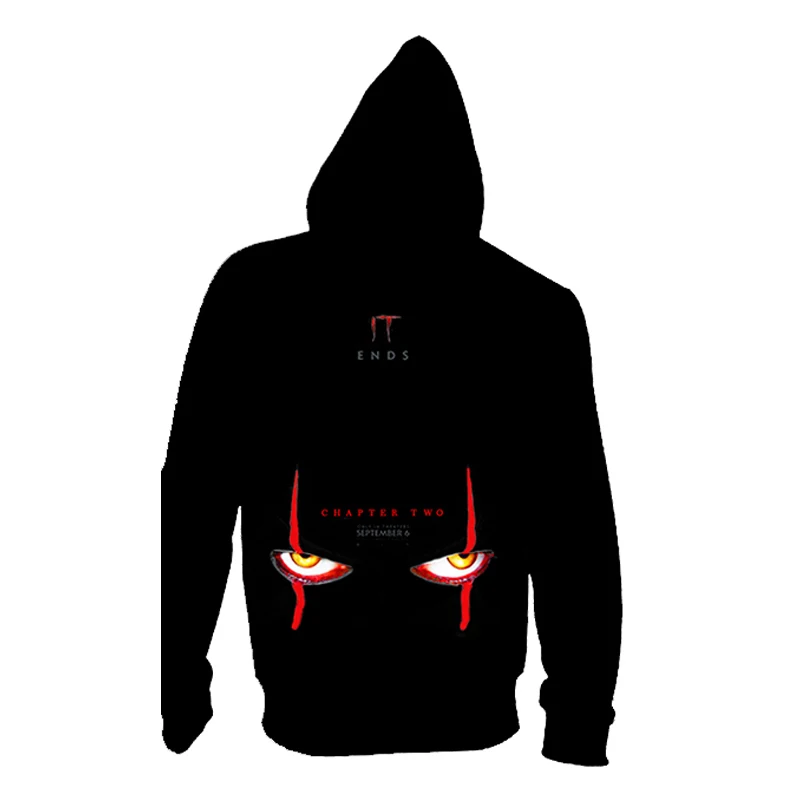 BZPOVB Back The soul clown harajuku Hoodies Cosplay Costumes 3D Printed Sweatshirt zip Cardigan Cartoon hooded Jackets | Мужская одежда